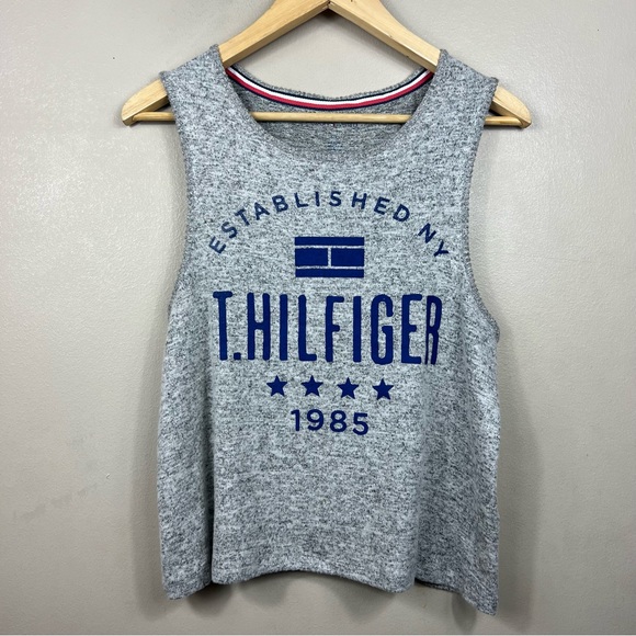 🆕Tommy Hilfiger Gray & Navy Soft & Cozy Oversized Tank - Picture 1 of 4